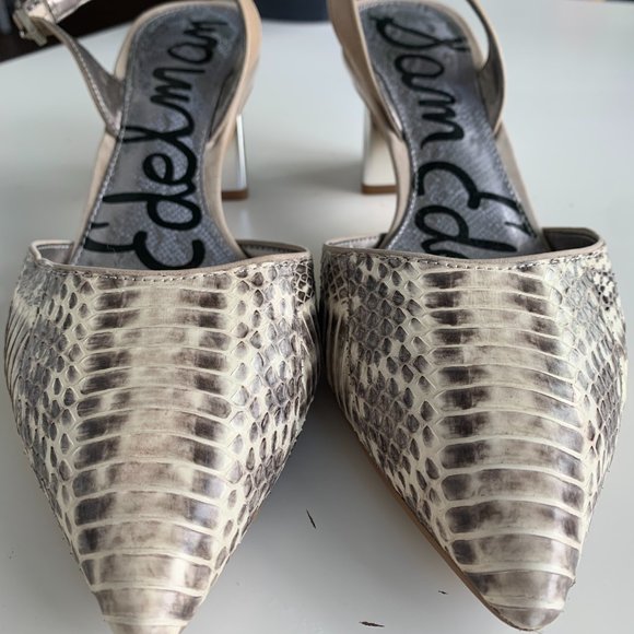 Leather Snake Print Sam Edelman "Carol" Sling-Backs size 8.5 - Picture 5 of 5